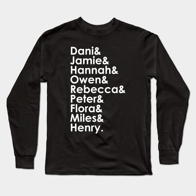 Character Names (White) - THOBM Long Sleeve T-Shirt by Queerdelion